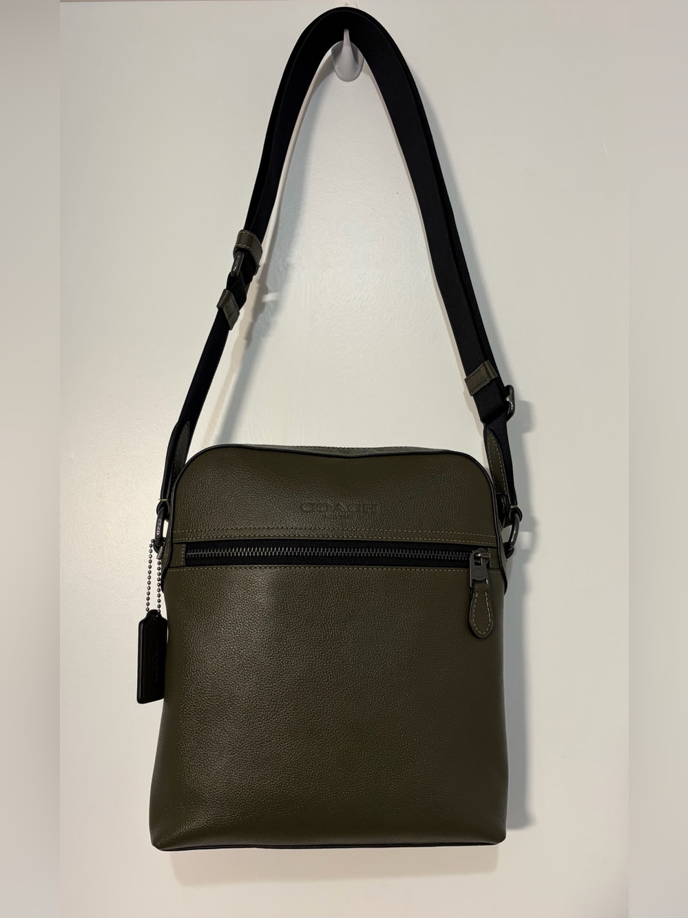 Coach Houston Olive Green Flight Bag (#CP756) Pebbled Leather Small Crossbody
